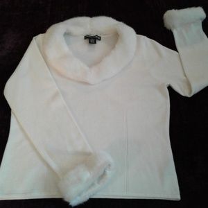 Gorgeous fur-trimmed pullover sweater